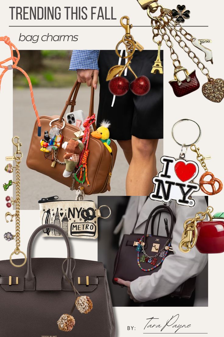 Bag Charms | Purse Charms DIY Coach Bag Charm Ideas, Bag Charms Aesthetic 2024, Birkinfied Bag, Birkin Bag Charms, Charm Ideas Diy, Purse With Charms, Purse Accessories Ideas, Purse Charms Diy How To Make, Bag Charm Trend 2024