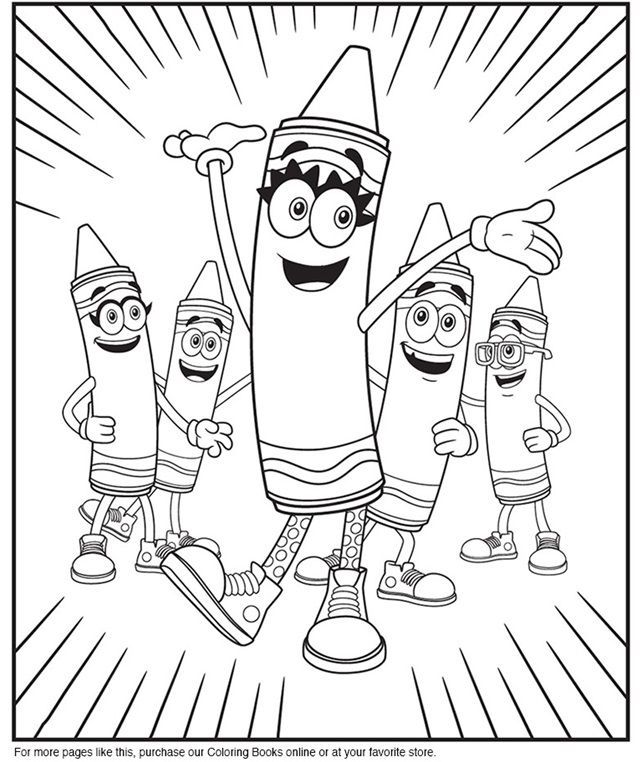 the crayons coloring pages for kids are ready to be filled with their favorite characters