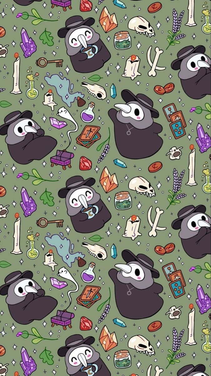 an image of cartoon characters on a green background with lots of things in the background