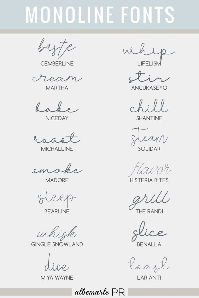 handwritten font with the words monoline fonts in different styles and colors on it