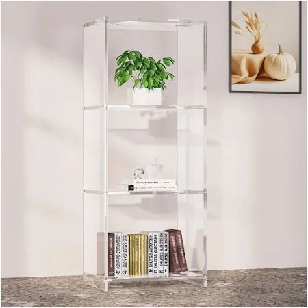 Arcylic book shelf - Google Search Acrylic Bookcase, Shelf Home Decor, Standing Bookshelf, Cube Storage Shelves, Tree Bookshelf, Orange Home, Orange Home Decor, Home Office Living Room, Orange House