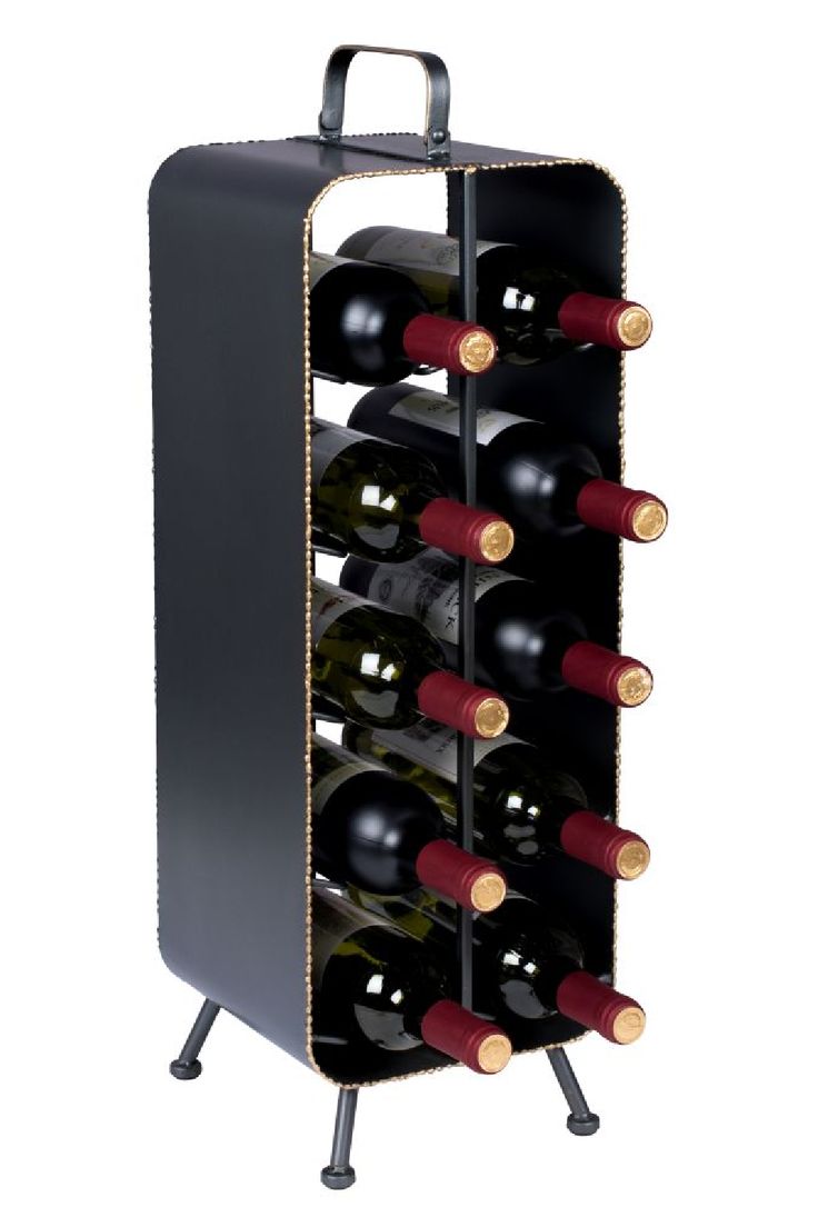 Gray Metal Wine Rack | Dutchbone Stalwart | DutchFurniture.com Wine Rack Bar, Metal Wine Rack, Wine Bottle Rack, Rack Design, Oval Table Dining, Bottle Rack, Wine Parties, Wine Collection, Mini Bar