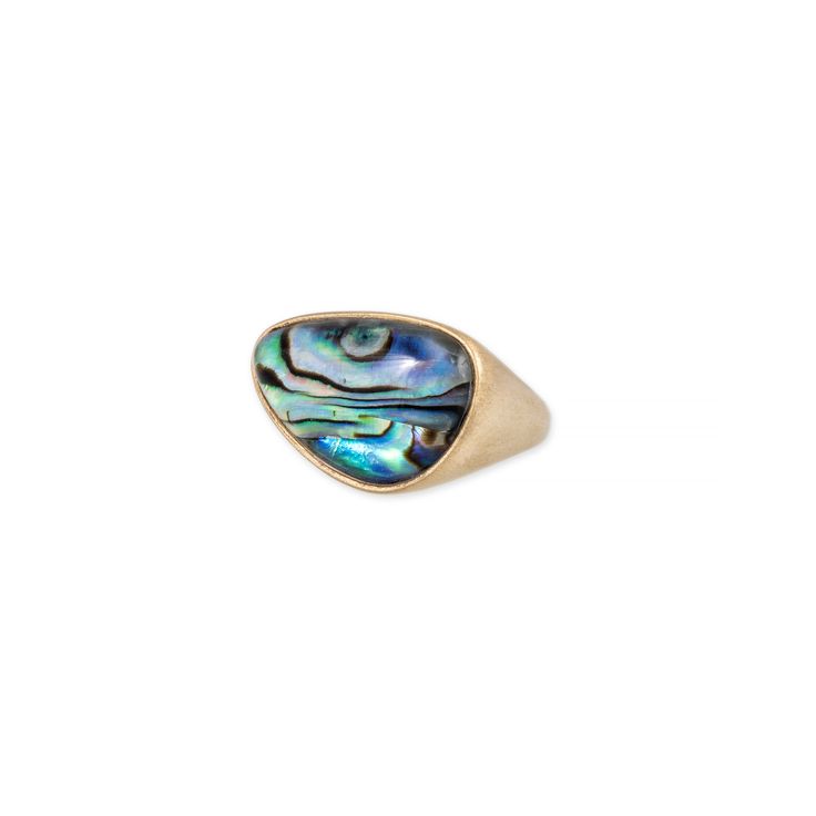 Details Original price $3,190.00 14k yellow gold freeform abalone ring Handmade in USA Due to the nature of all gemstones, small variations in size, shape and color may occur and may not be exact as image shown Abalone Ring Engagement, Abalone Ring, Trinity Ring, Jacquie Aiche, Pirate Life, Special Ring, The Nature, Ring Handmade, Third Eye