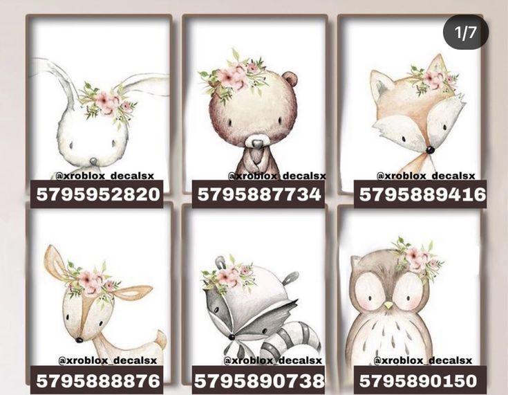 four different pictures of animals with flowers on their heads and the numbers in each frame