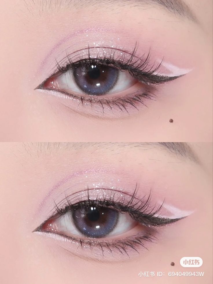 Purple Douyin Makeup Looks, Douyin Eyeshadow, Light Pink Douyin Makeup, Pink And Purple Douyin Makeup, Lavender Douyin Makeup, Lilac Douyin Makeup, Chinese Makeup Tutorial Step By Step, Douyin Makeup Purple, Pink Doyun Makeup