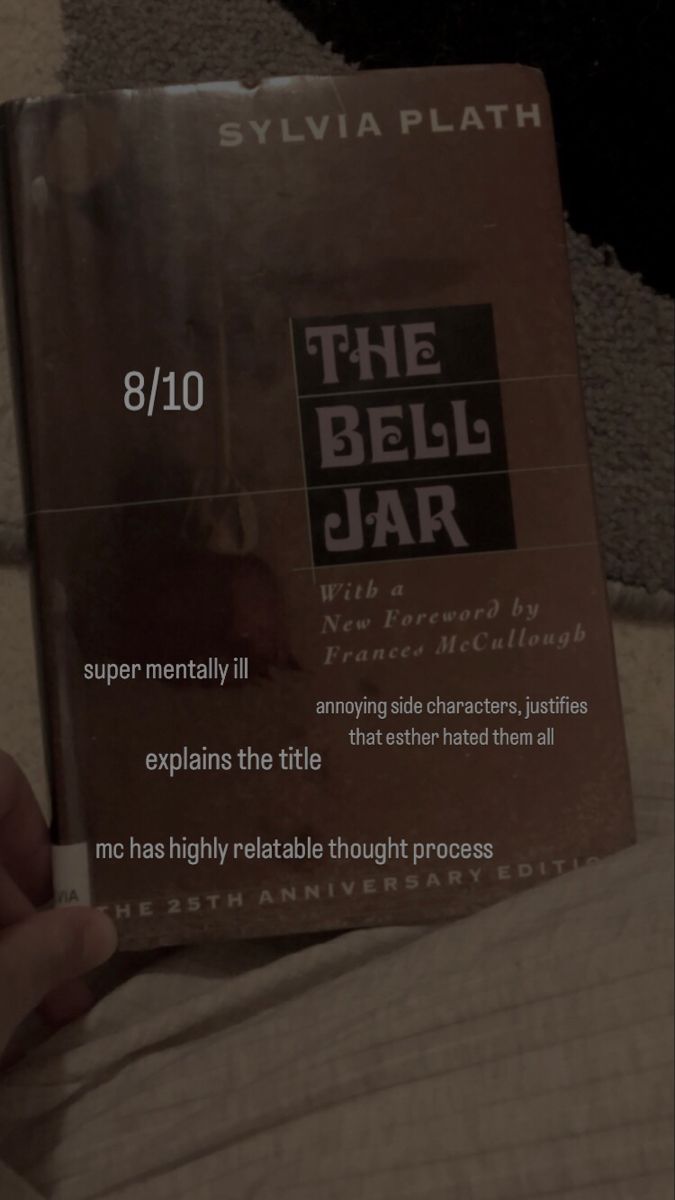 the bell jar by sylivia plath is being held up in order to read it