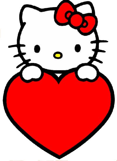 a hello kitty holding a red heart