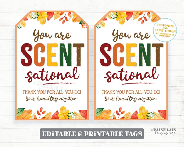 two fall tags with the words you are scent station