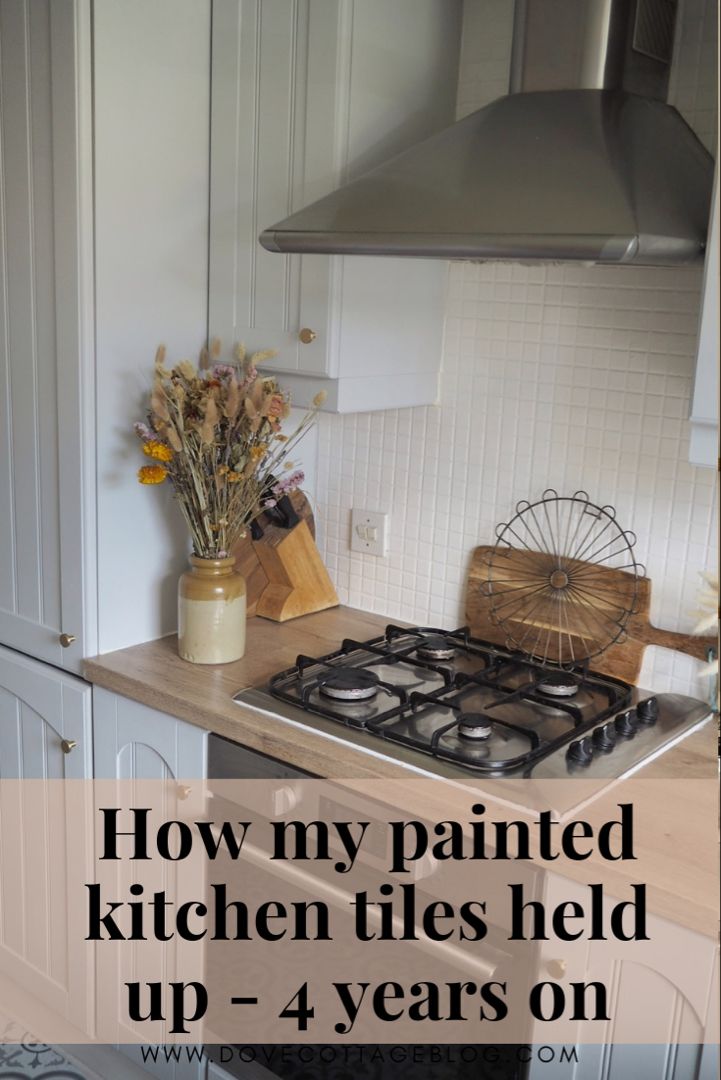 Painted kitchen tiles How To Cover Kitchen Wall Tiles, Painting Wall Tiles Kitchen, How To Paint Tiles In Kitchen, Diy Painted Tile Backsplash, Can I Paint Tile, Painted Backsplash Tile, Painting Kitchen Tile Backsplash, Painted Kitchen Tile Backsplash, How To Paint Tile Backsplash