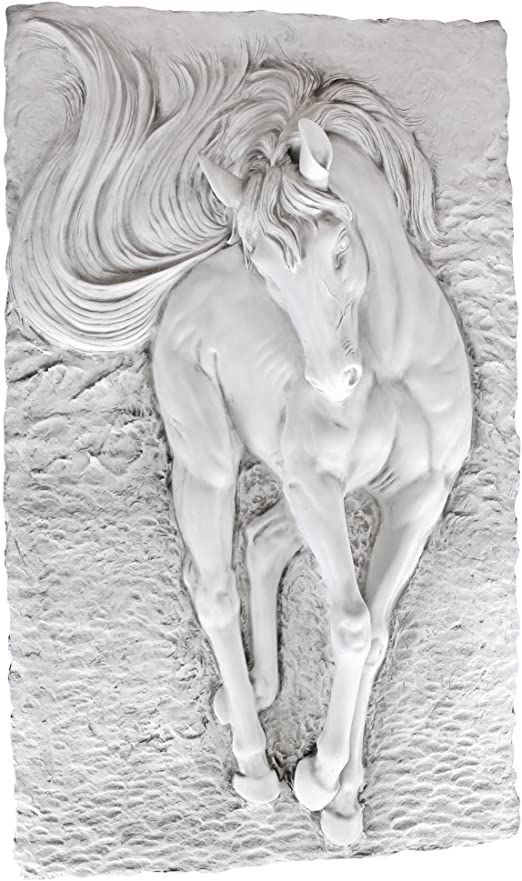 a drawing of a white horse with long manes