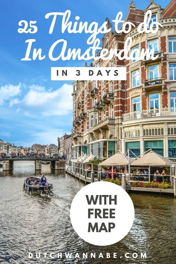 the canals in amsterdam with text overlay reading 25 things to do in amsterdam in 3 days