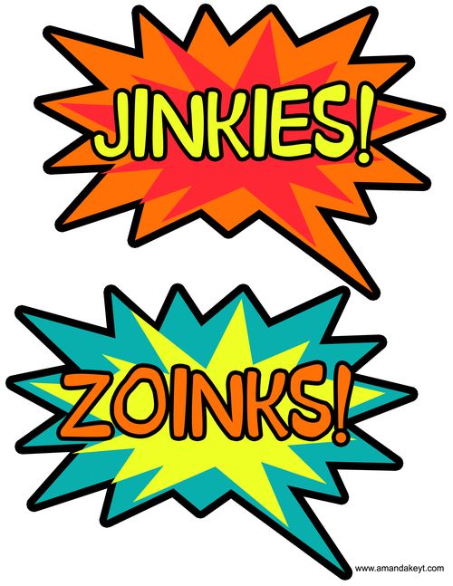 two comic speech bubbles that say junkies and zonks