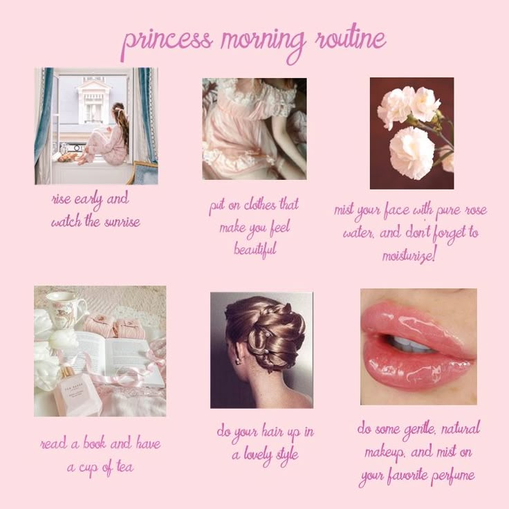 How To Live Like A Princess, How To Be A Princess, Princess Morning Routine, Hyper Feminine Aesthetic, Princess Tips, Aesthetic Morning Routine, Morning Routine Ideas, Morning Aesthetic, Aesthetic Morning