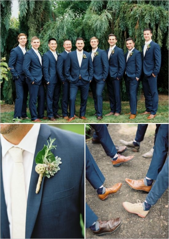 a collage of photos showing men in suits and ties with flowers on their lapels