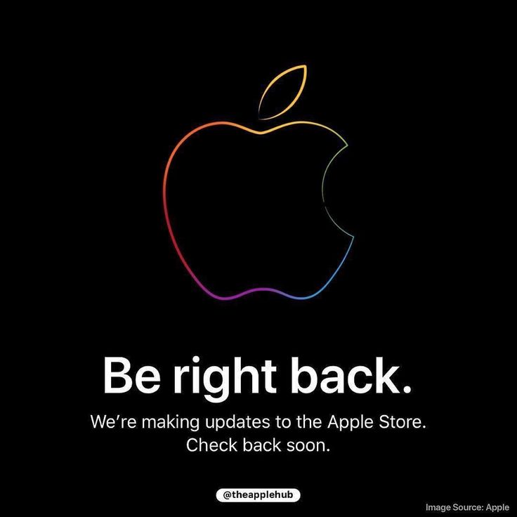 an apple advertisement with the words be right back