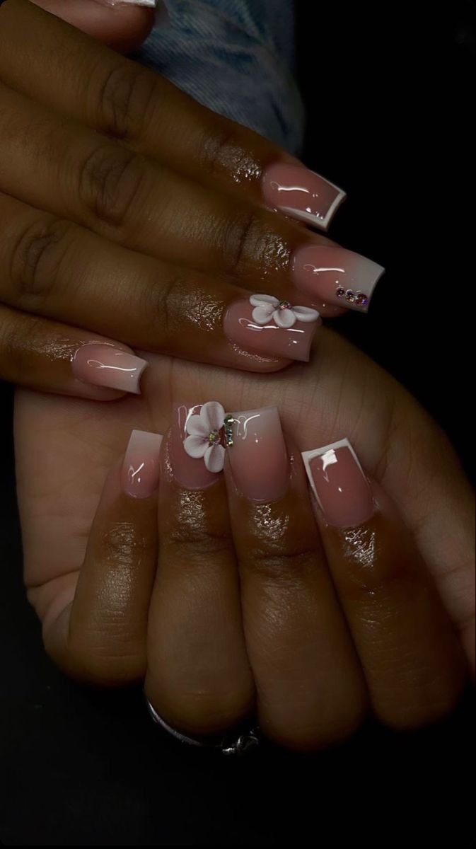 Acrylic Nails With Charms, Nails With Charms, Acrylic Nail Set, Hard Nails, Ombre Acrylic Nails, Colored Acrylic Nails, Girly Acrylic Nails, French Tip Acrylic Nails, Cute Acrylic Nail Designs