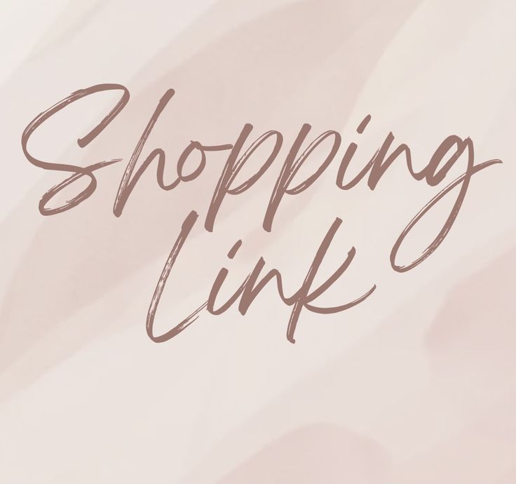 the words shopping link are written in brown ink on a pink and white paper background