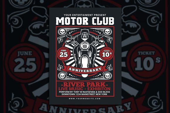 Motorcycle Club Event Flyer By Muhamadiqbalhidayat On Creativemarket Flyer Event Flyer Creative Flyers