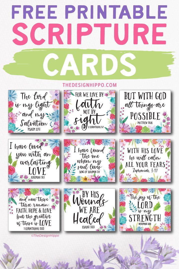 printable bible cards with flowers and the words, free printable scripture card set