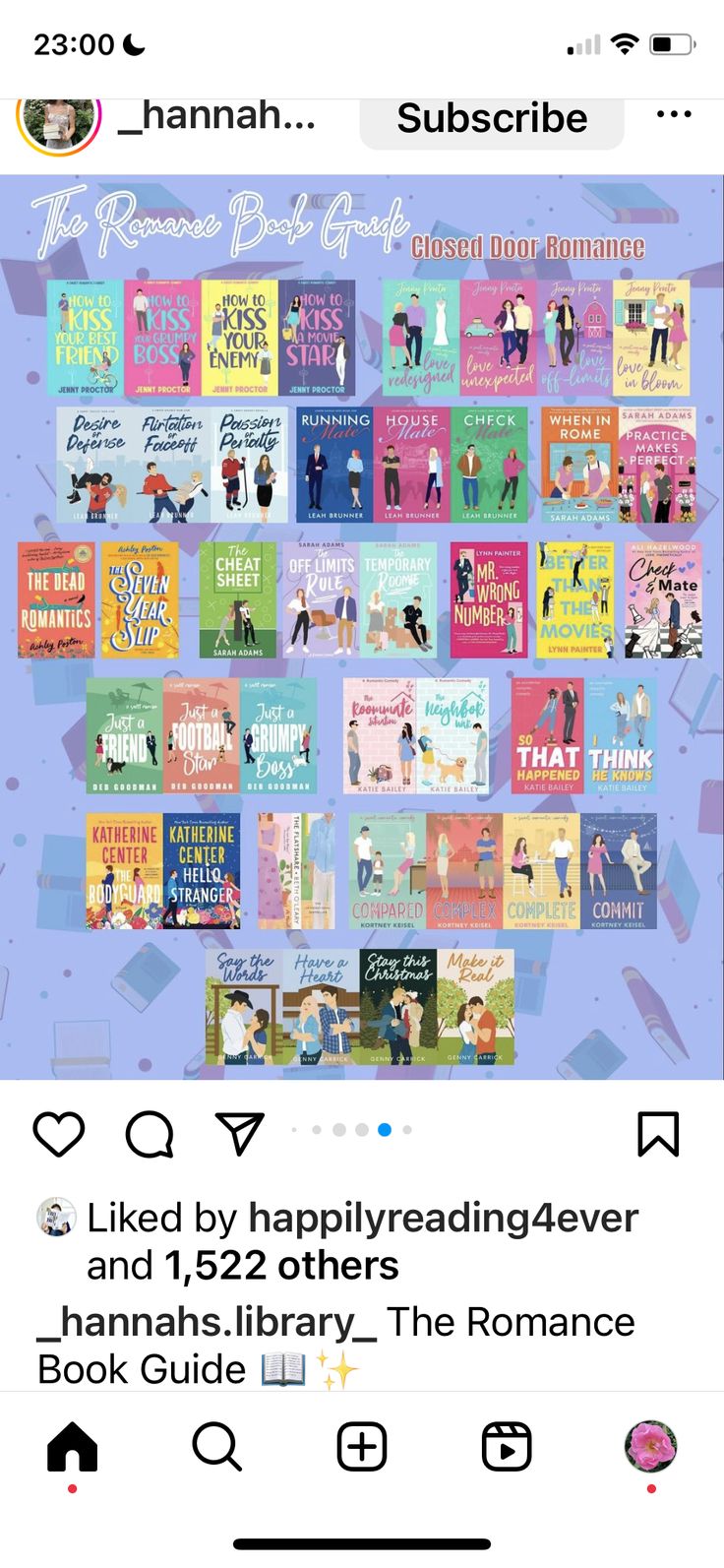 the instagram page for hannah's book club is shown on an iphone screen