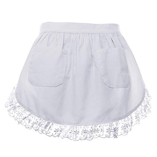 Amazon.com: Aspire Waist Apron For Lady Lace Cotton Kitchen Half Apron With Two Pockets Maid Costume: Gateway Victorian Maid, Cobbler Aprons, Branded Aprons, Lace Apron, Victorian Costume, Work Aprons, Waist Apron, Diy Skirt, Toddler Halloween Costumes