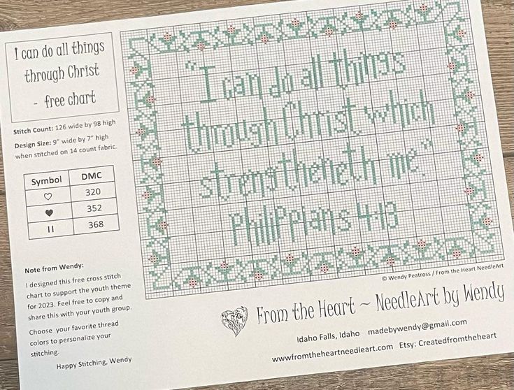 a cross stitch pattern with the words i can't do all things through christ