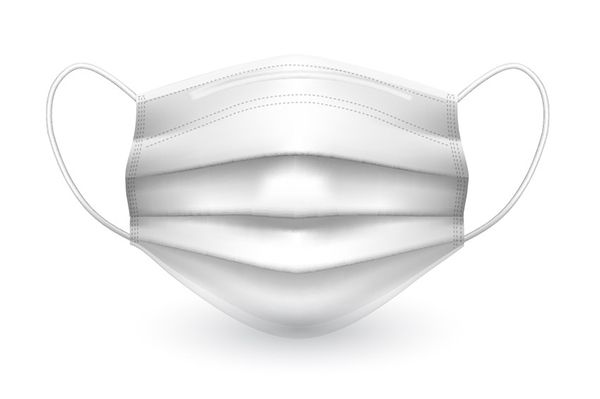 a white face mask on a white background