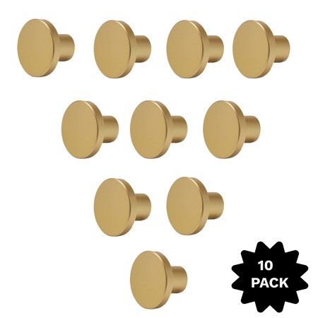 set of 10 brass door knobs with round holes for cabinet or drawer handles, available in various sizes and colors