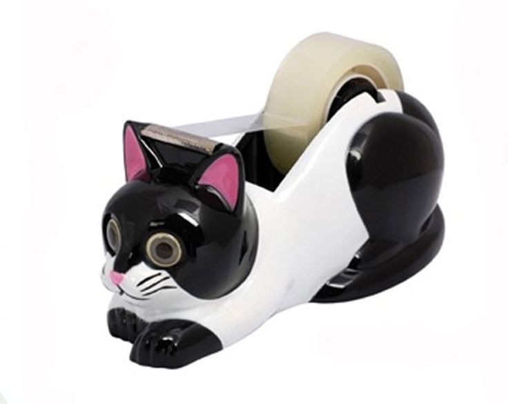 a black and white cat shaped tape dispenser