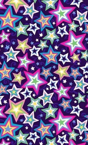 many colorful stars on a black background