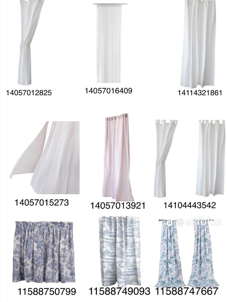 various types of curtains and drapes in different styles, sizes and colors are shown