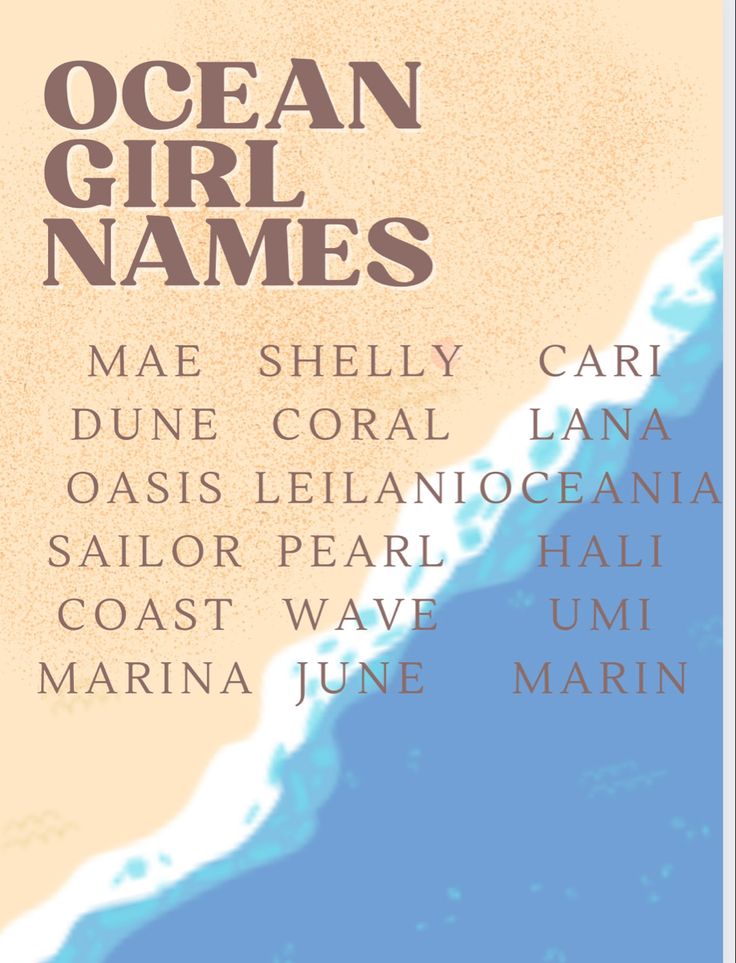 an ocean girl names poster with the words,'ocean girl names'on it