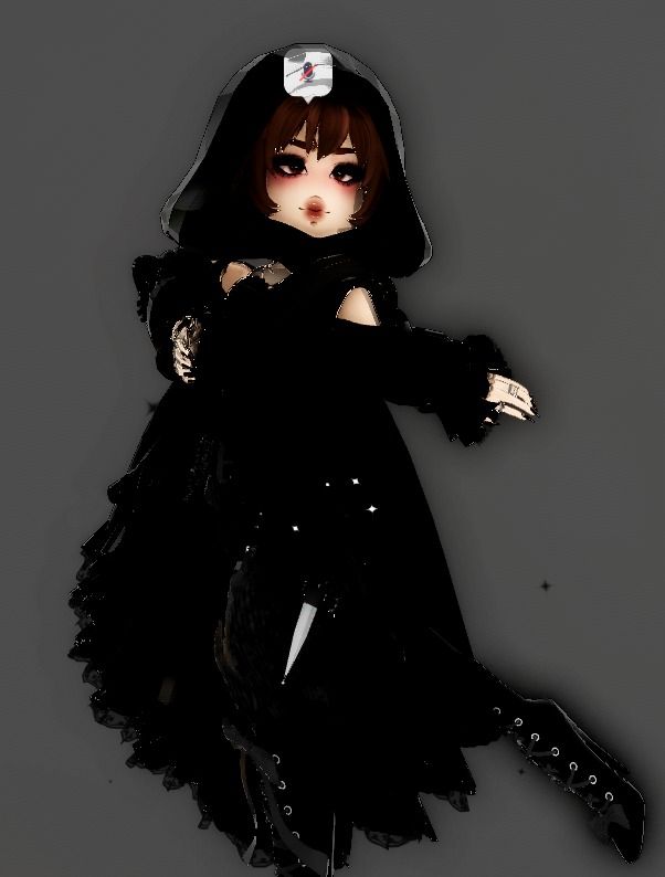 a drawing of a doll dressed in black