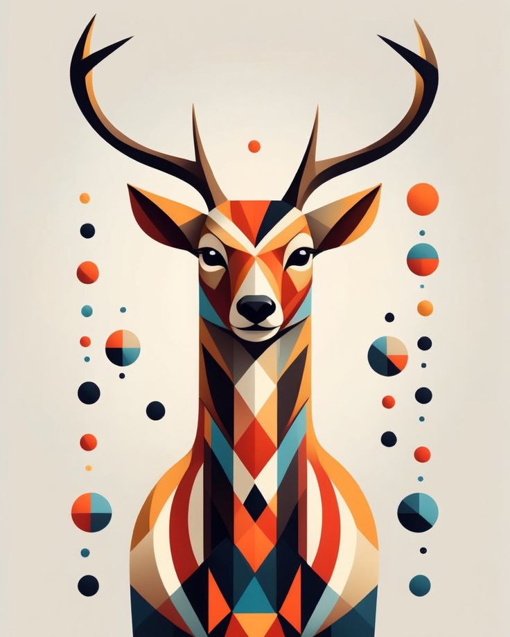 an animal with geometric patterns on it's face and antelope in the background