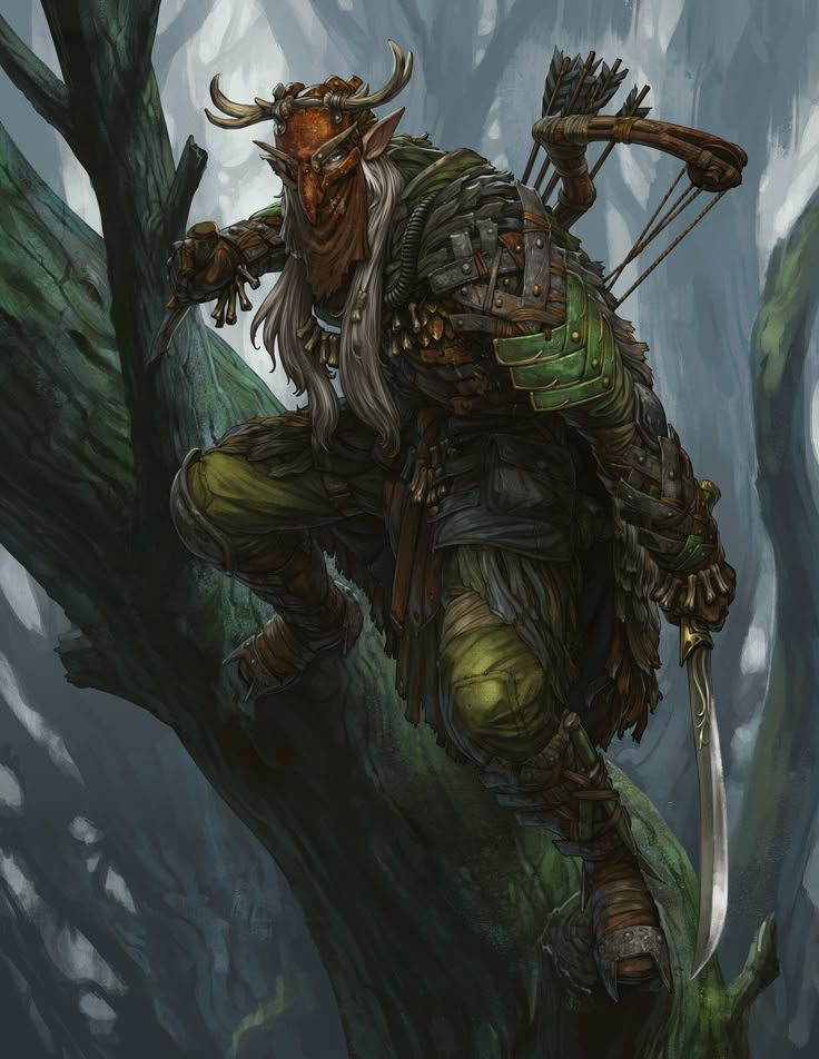 an image of a man in the woods with a bow and arrow on his back