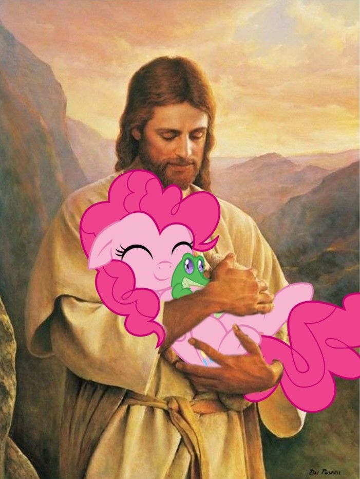 a painting of jesus holding a pinkie in his arms