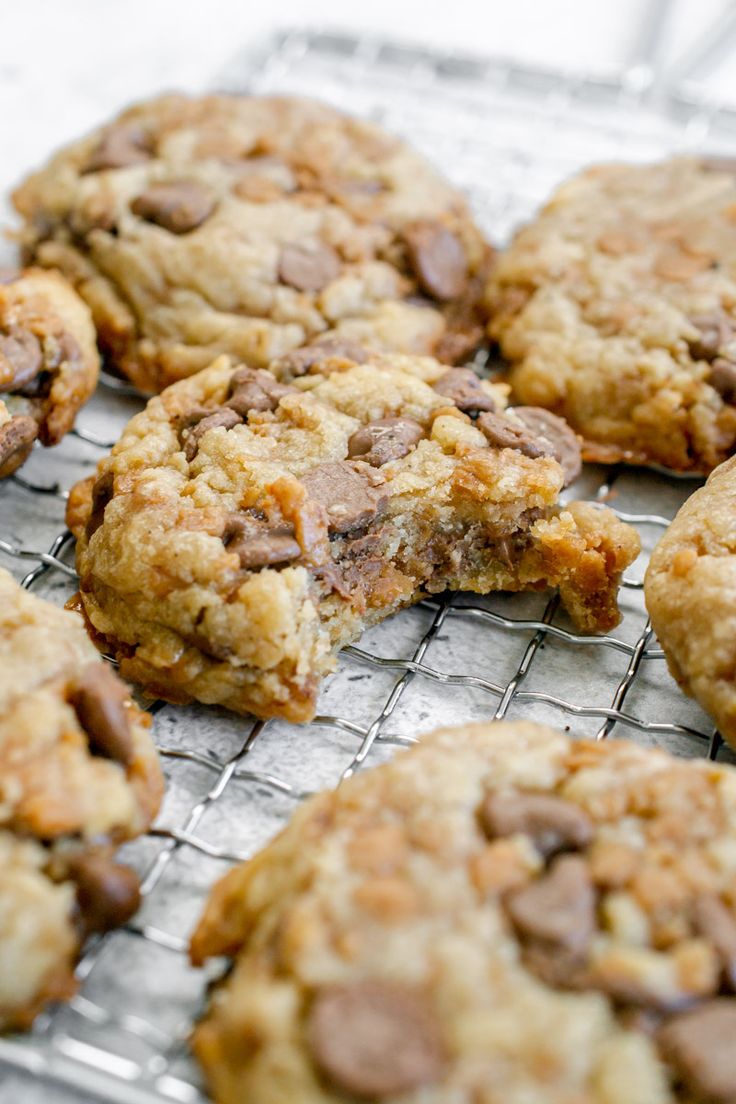 chocolate chip cookies on a cooling rack ready to be baked in the oven or eaten