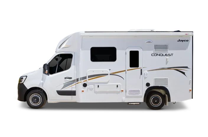 an rv is parked on a white background