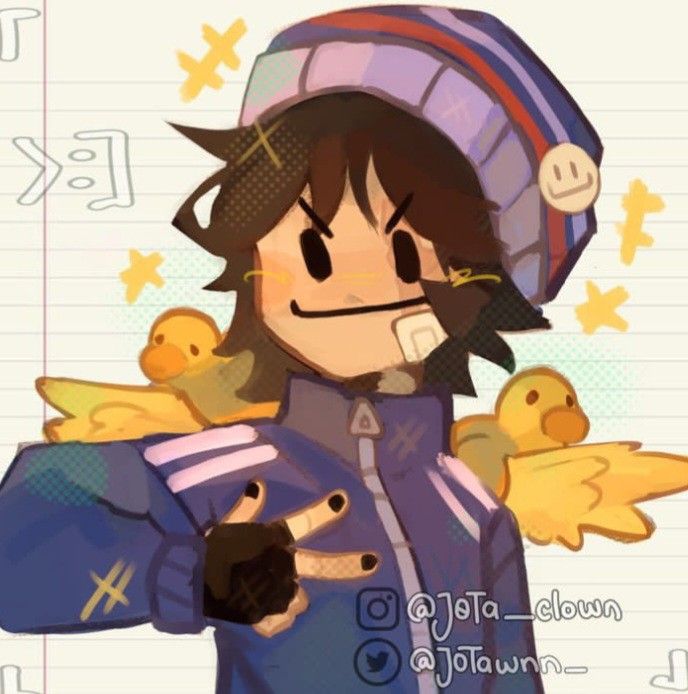 a drawing of a person holding some little ducks in their arms and wearing a hat