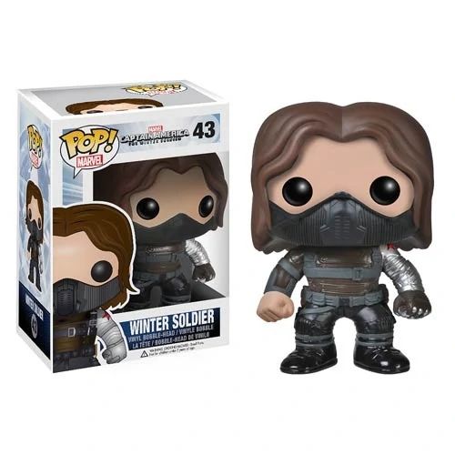 the winter soldier pop vinyl figure is shown in its box and it's ready to be