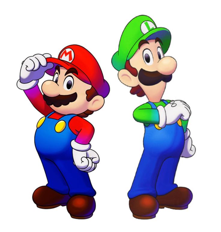 mario and luigi are standing next to each other