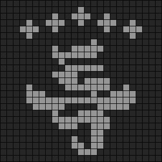 an image of a skull and crossbones on a black knitted background with grey squares