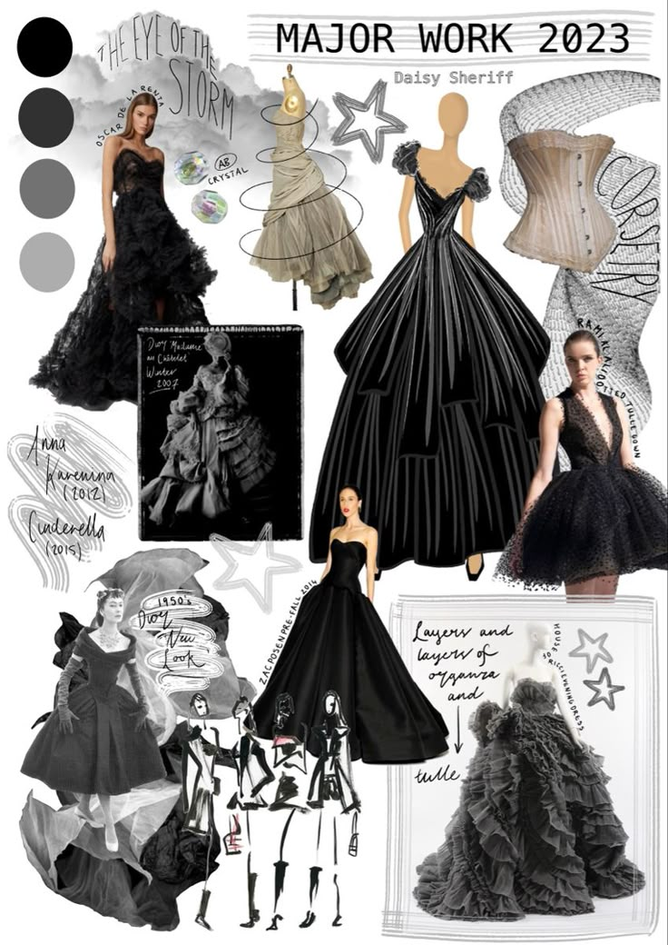 a collage of black and white fashions, with the words major work 2013 written below