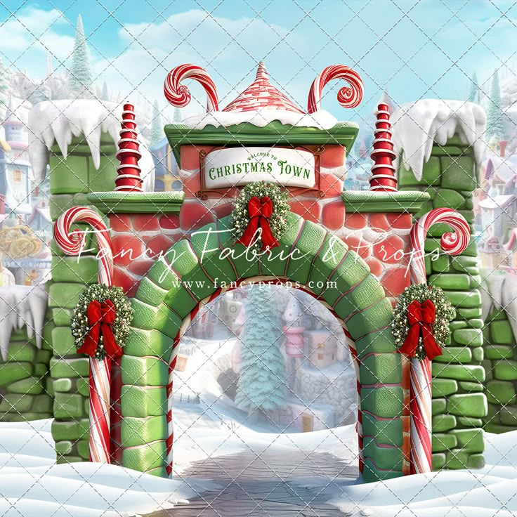 an image of a christmas gate with candy canes