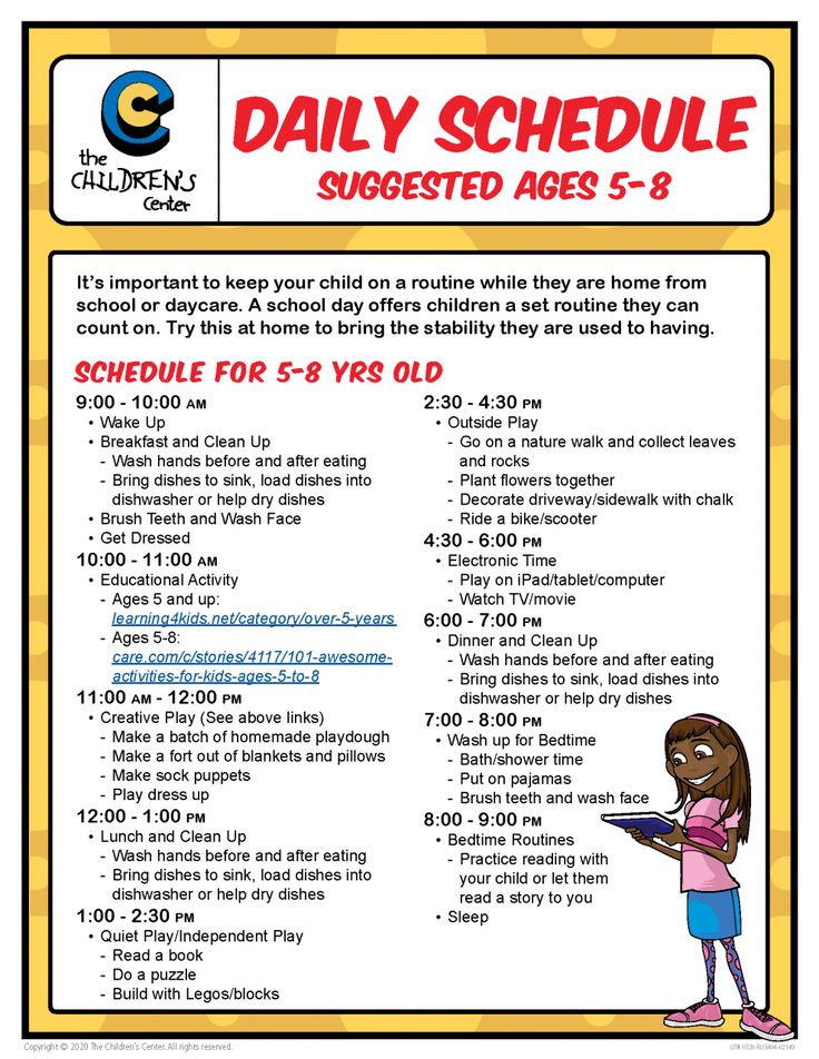 the daily schedule for child's school age 5 - 8