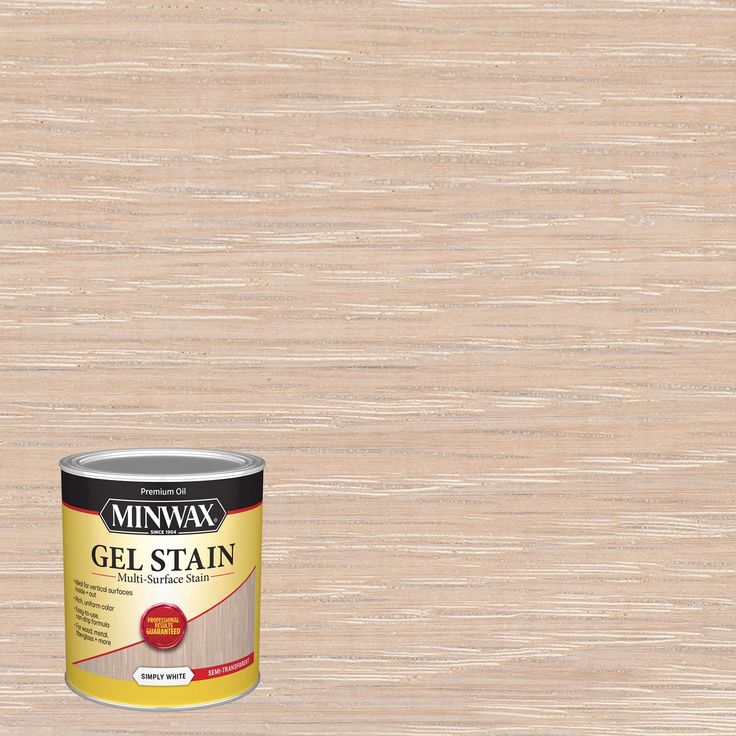 a can of minwax gel stain sitting on top of a wooden flooring