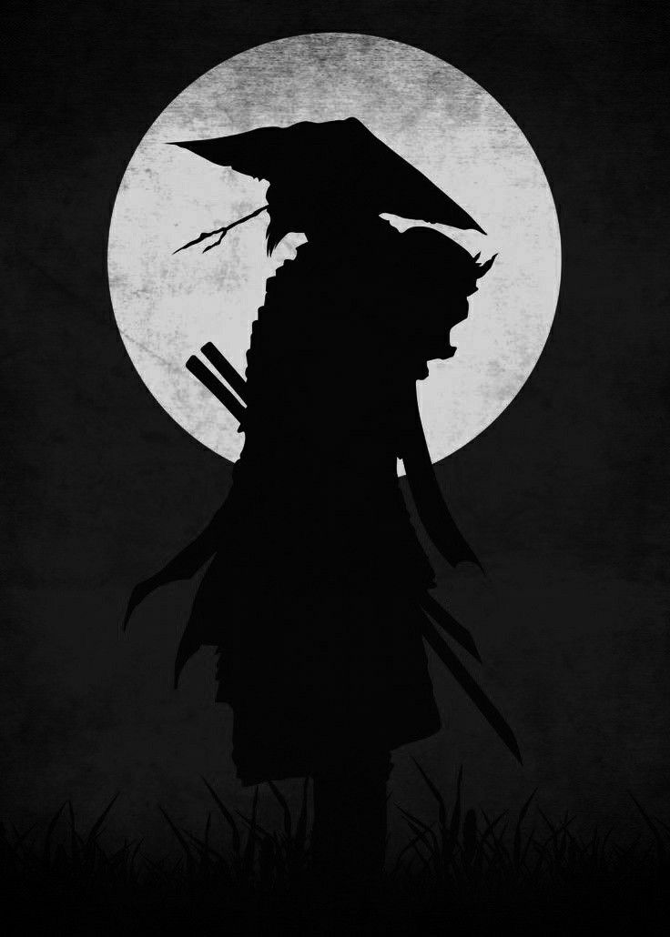 the silhouette of a person with an umbrella in front of a full moon and grass