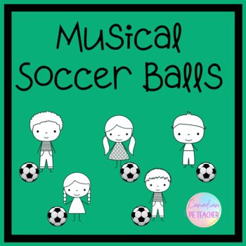 an image of soccer balls with the words musical soccer balls in black and white on a green background