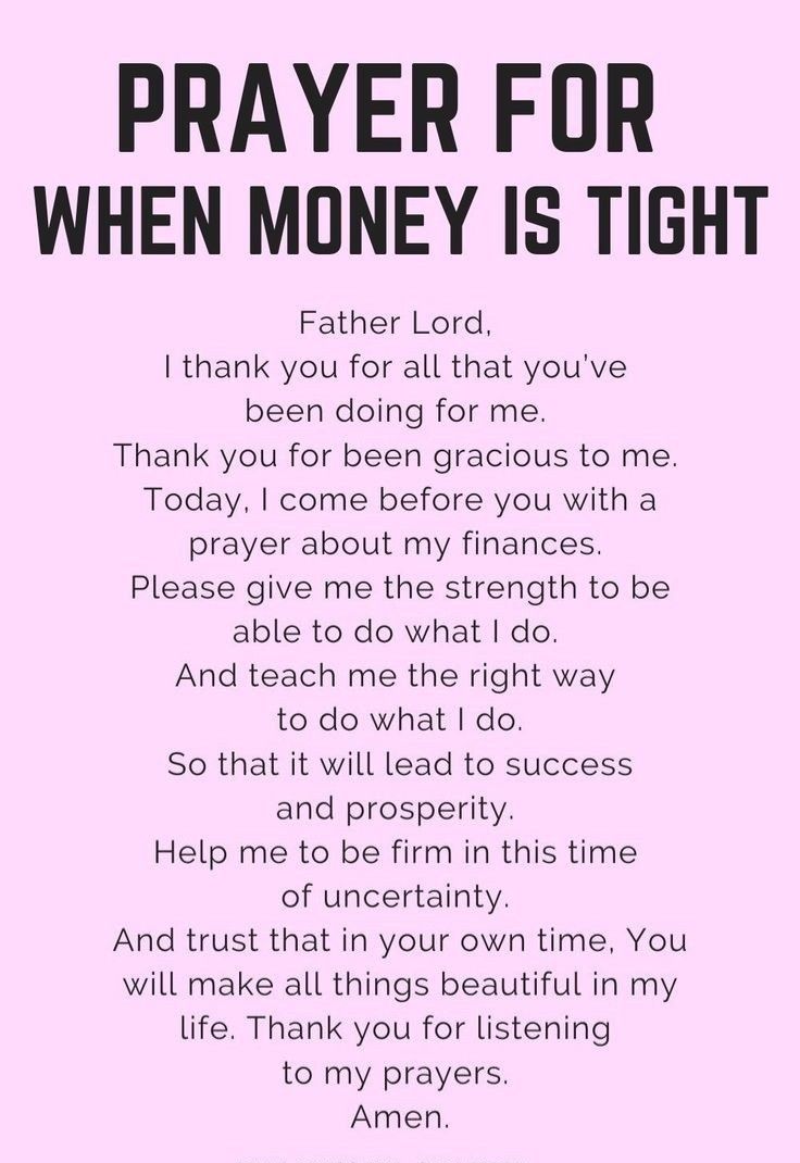 a pink background with the words prayer for when money is tight