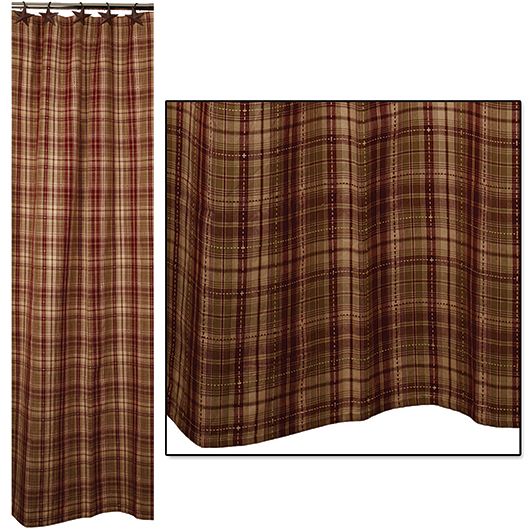 a brown and tan plaid shower curtain